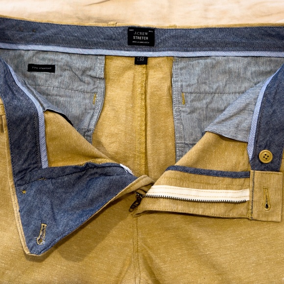 J. Crew Linen Blend Pants Hay colored 770 Straight Stretch W33L32 - Picture 3 of 5